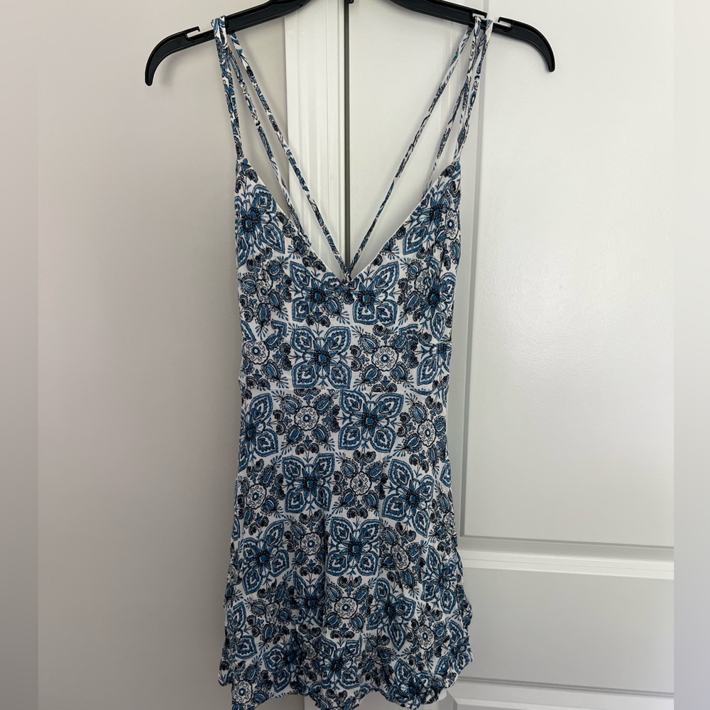 Lulus blue floral tank top dress size large